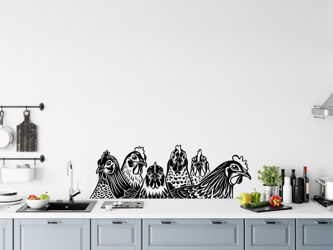 Farmhouse Chicken Wall Decals: Ranch Decor, Kitchen Wall Art LO235 - Etsy