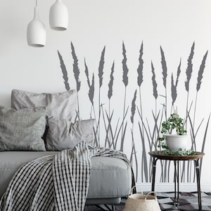 Reeds Wall Decal, Tall Grass Wall Decor Nature Wall Sticker Lake House Decor Dried Grass Decal Grass Skirting Decal Home Decor Wall Art L047