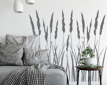Reeds Wall Decal, Tall Grass Wall Decor Nature Wall Sticker Lake House Decor Dried Grass Decal Grass Skirting Decal Home Decor Wall Art L047