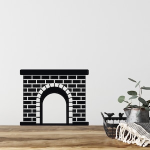 Decalque de parede para lareira, lareira falsa, adesivo de parede para lareira, decoração de parede de lareira, decoração de casa de lago, sala de estar, decoração de hall de quarto L087