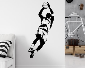 Basketball Player Silhouette Vinyl Wall Decal: Sports Wall Art LO174