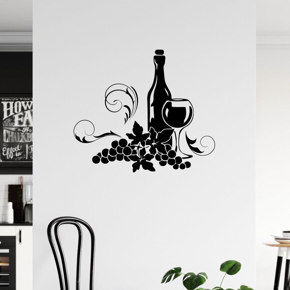 Wine Wall Decal: Glass, Grapes, and Vine - Kitchen & Bar Decor LO101 - Etsy