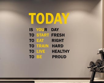 Vinilo decorativo con frase de gimnasio: Decoración motivacional para entrenar LO125