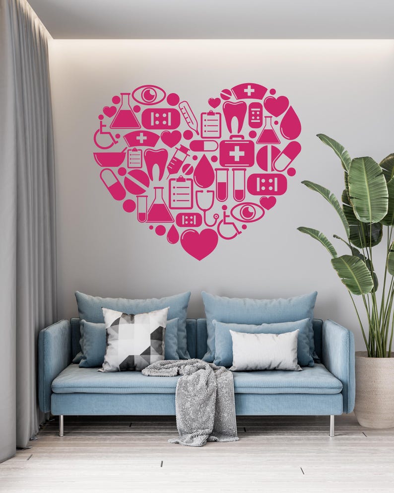Medical Heart Wall Decal: Doctor Office Decor, Healthcare Gift LO182 - Etsy