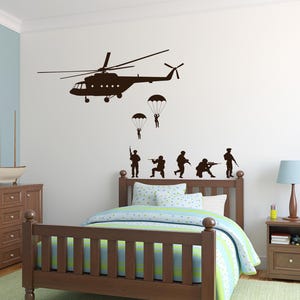 Army Helicopter Wall Decal: Toy Soldiers, Military Kids Decor LO189