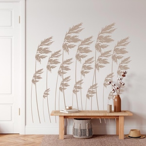 Reeds Viny Wall Decal, Reeds in the Wind, Long Grass Decal, Nature Wall Sticker, Grasses Decals, Reeds Wall Art Home, Bedroom Decor LO144