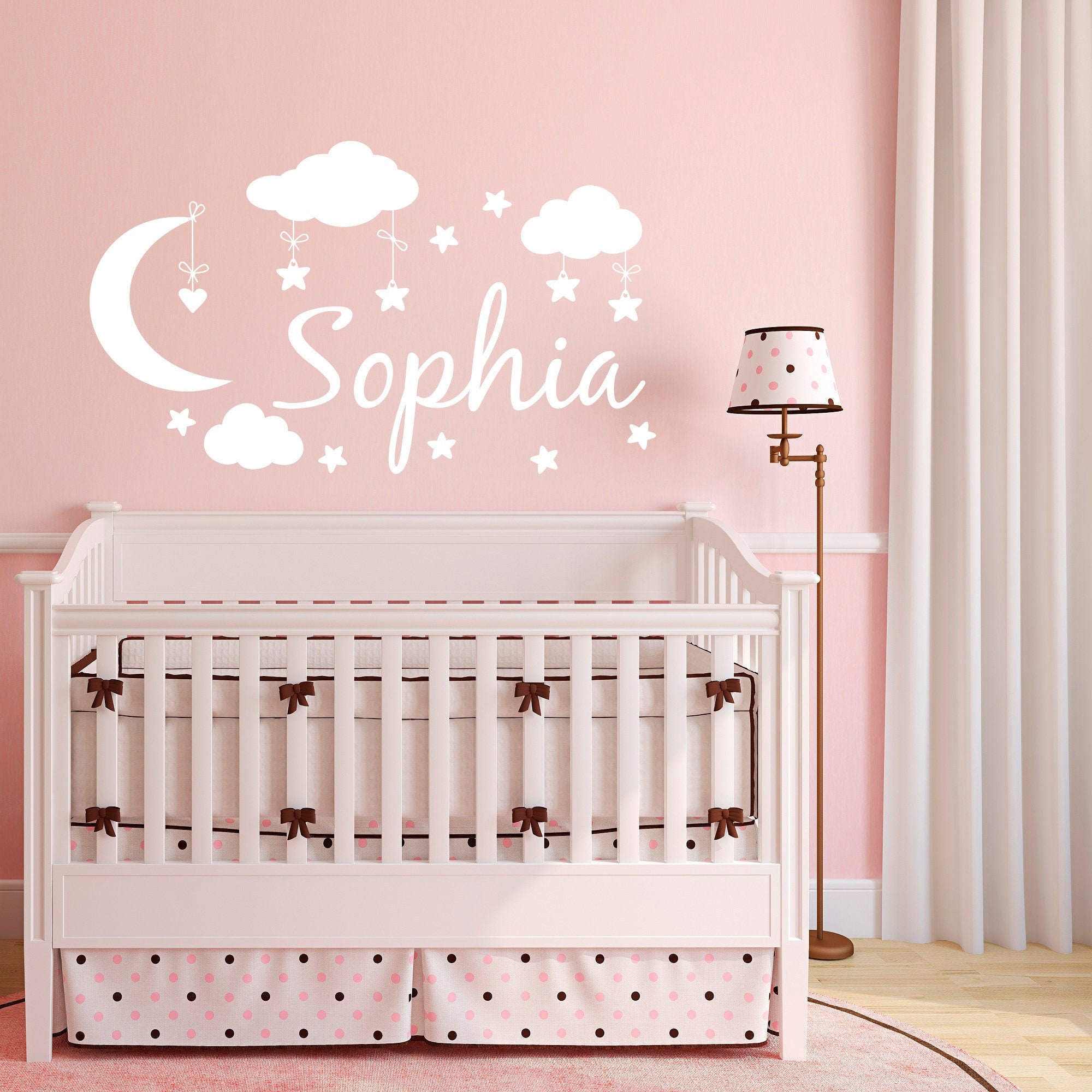 Personalized Name Wall Decal: Baby Girl Nursery Decor With Moon, Stars ...