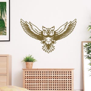 Muursticker uil, grote vogel vinyl muursticker dierlijke decoraties mooie vogel uil muurdecoratie woonkamer, woondecoratie voor auto, uil cadeau LO180