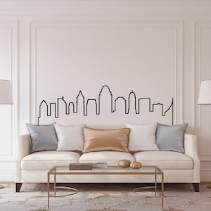 Cincinnati Skyline Wall Sticker, City Skyline Wall Decal, City Line Drawing, Cincinnati Silhouette, Skyline Art, Living Room Decor L0206