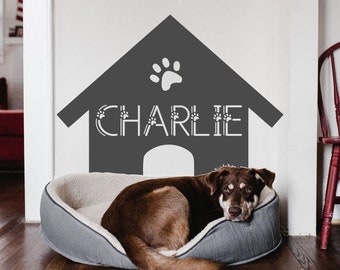 Personalized Dog House Wall Decal, Dog House Wall Decor, Custom Dog Name Sticker, Dog Name Sign, Dog House Wall Sticker, Dog Gifts LO82