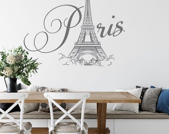 Eiffel Tower Wall Decal: Paris Bedroom Decor, Modern Wall Art LO148