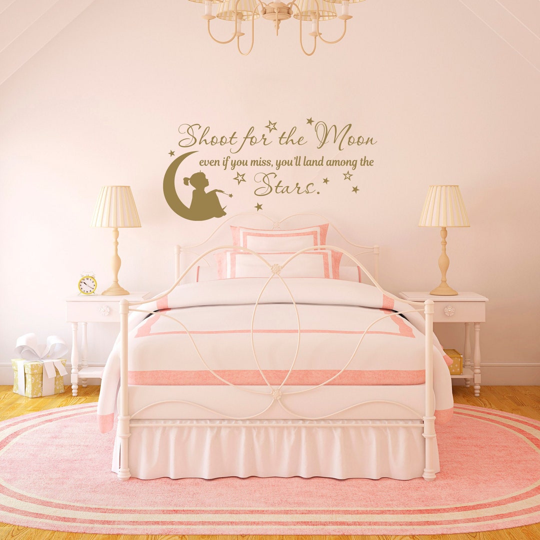 Shoot for the Moon Nursery Wall Decal: Baby Girl Room Decor LO24 - Etsy