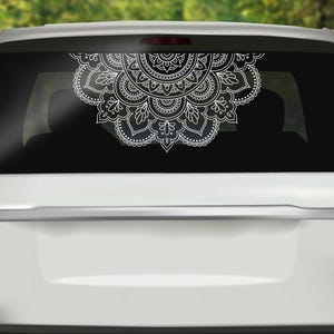 Mandala-Autoaufkleber, Halb-Mandala, Autoaufkleber Fenstermandala Boho-Dekor, Lotusblumen-Mandala-Aufkleber, Meditations-Dekor, Namaste, Hippie LO132