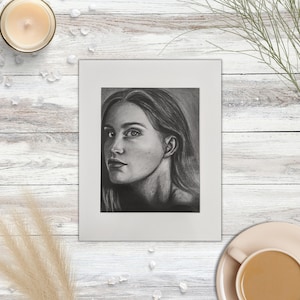 Charcoal Woman Portrait Print: Black and White Fine Art (8x10)