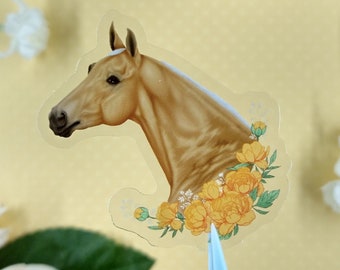 2in Palomino Horse Head Sticker, Horse Sticker, Clear Vinyl Sticker, Waterproof Sticker, Water Bottle Sticker, Equestrian Gift, Horse Gift