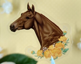 2in Chestnut Horse Head Sticker, Horse Sticker, Clear Vinyl Sticker, Waterproof Sticker, Water Bottle Sticker, Equestrian Gift, Horse Gift