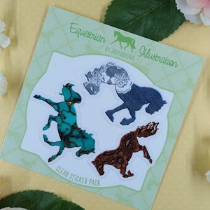 Equestrian Sticker Pack, Horse Breed Sticker, Horse Sticker Pack, Clear Vinyl Sticker, Waterproof Sticker, Water Bottle Sticker, Party Favor