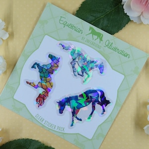 Equestrian Sticker Pack, Running Western Horse Stickers, Horse Sticker Pack, Clear Vinyl Sticker, Waterproof Sticker, Water Bottle Sticker