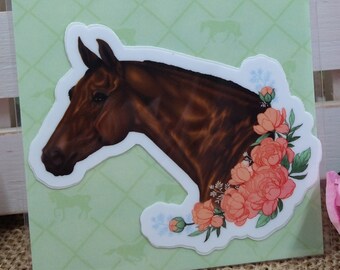 Horse Sticker, Horse Gift, Horse Lover, Horse Art, Equestrian Gift, Hydroflask Sticker, Water Bottle Sticker, Laptop Sticker, Helmet Decal
