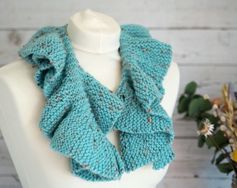 spiral scarf. Knitted designer scarf. Fashionable hand made scarf.