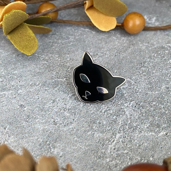 Black Cat Enamel Pin, Small Lapel Accessory, Gift For Fun, Halloween, Mystic, Kitty, Cute