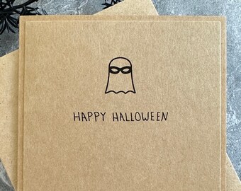 Handmade Ghost Burglar Halloween Card: Minimalist Foil Design