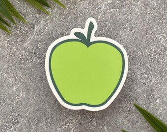 Green Apple Vinyl Sticker: Waterproof Decal for Laptop, Water Bottle, Teacher Gift