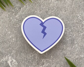 Purple Broken Heart Vinyl Sticker: Waterproof Decal