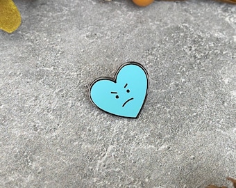 Grumpy Heart Enamel Pin: Small Blue Accessory