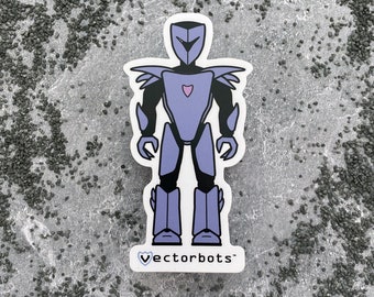 Robot Sticker, Vinyl Decal, Gift For Fun, Lavender, Pink, Black, Vector, Lavendel