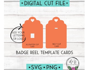 Scallop Top Badge Reel Display Template Card | Badge Reel Template | Alligator Clip and Belt Clip Cards | Print and Cut Badge Reel Card SVG