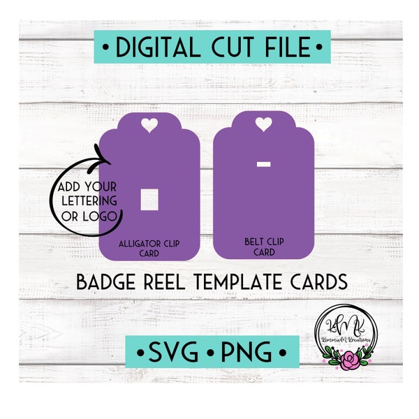 Flat Top Badge Reel Template Display Cards | Alligator and Belt Clip Badge Reel Cards | Print and Cut