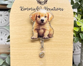 Golden Retriever Puppy Badge Reel