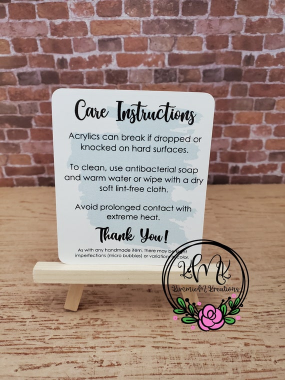 Acrylic Care Card | Print and Cut | Acrylic Badge Reel Care Card | Acrylic Key Chain Care Card