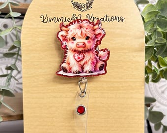 Cute  Valentine Highland Cow Badge Reel | Valentine&#39;s Day Badge Reel