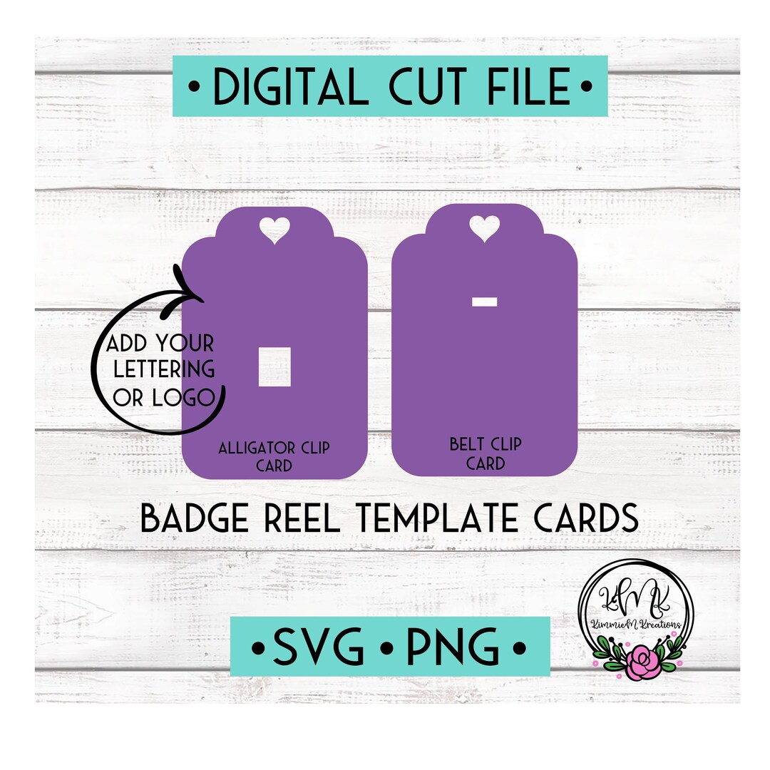 Flat Top Badge Reel Template Display Cards Alligator and Belt Clip Badge Reel Cards Print and