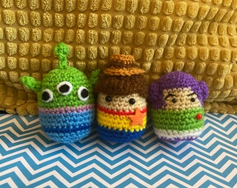 Toy Story Woody, Buzz, and Aliens Stuffed Animal Amigurumi Set