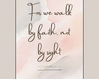 May include: A digital planner with a watercolour background and the quote "For we walk by faith, not by sight" with the scripture reference "2 Corinthians 5:7".