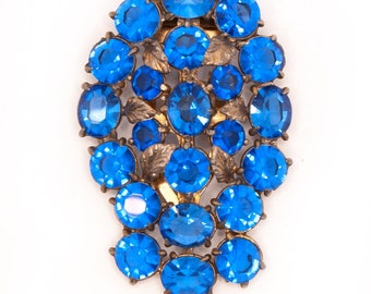 Big Blue Glass Gem American Vintage Dress Clip