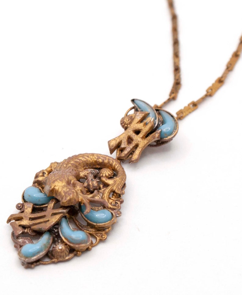 Art Deco 1920s Neiger Brothers Pendant Chain Necklace Etsy