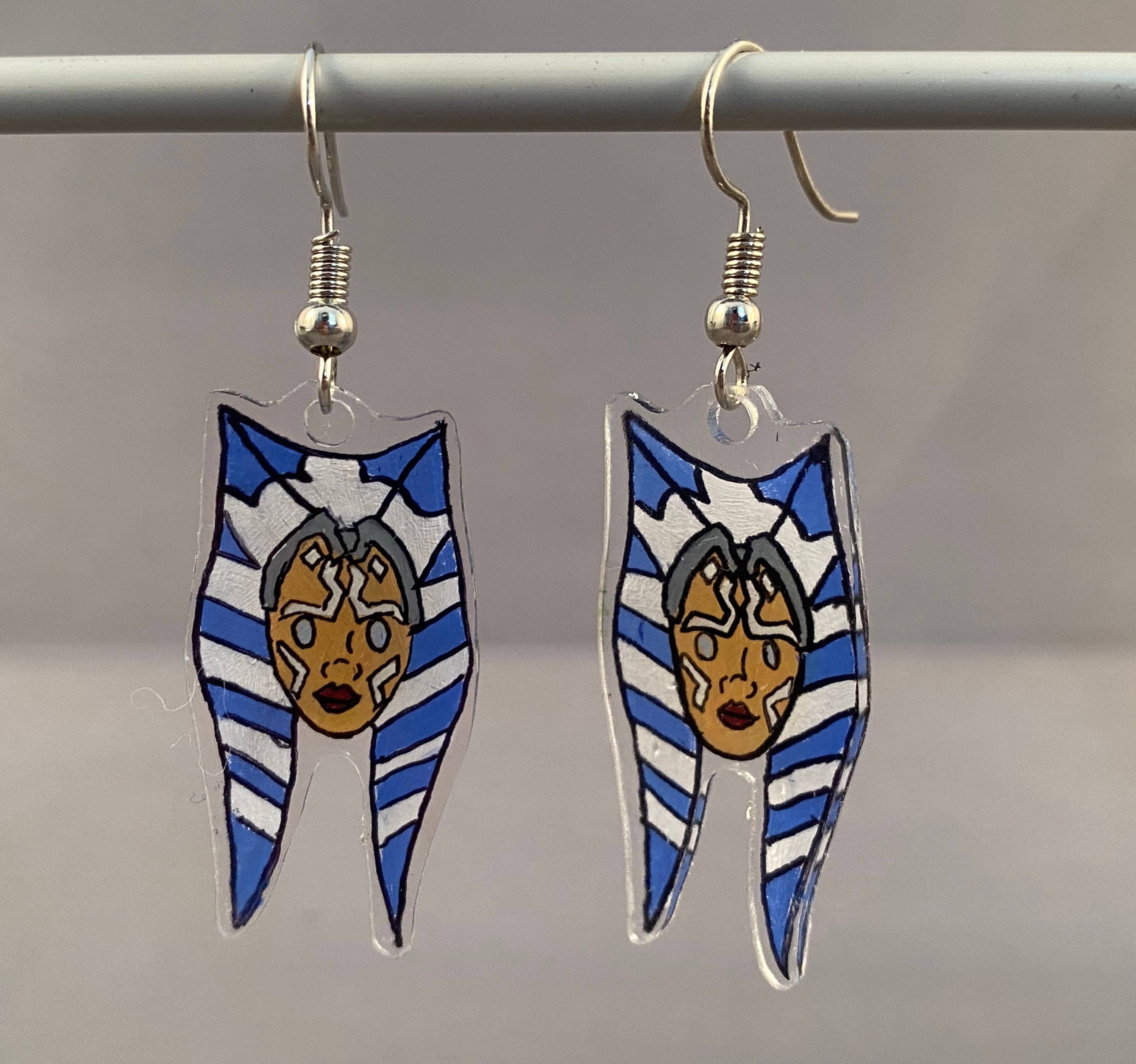 Ahsoka Tano earrings Star Wars shrink plastic handmade Etsy