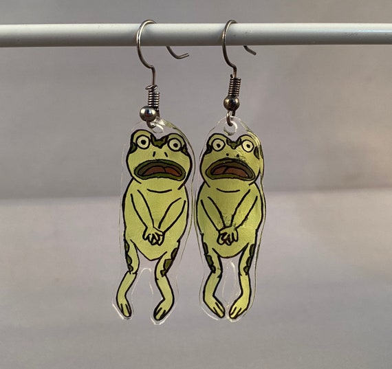 frog earrings etsy