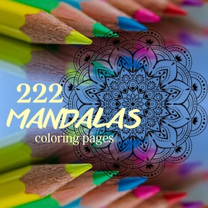 222 Coloring Mandala eBook, Printable Coloring Pages, Adult Coloring, Digital, Download PDF