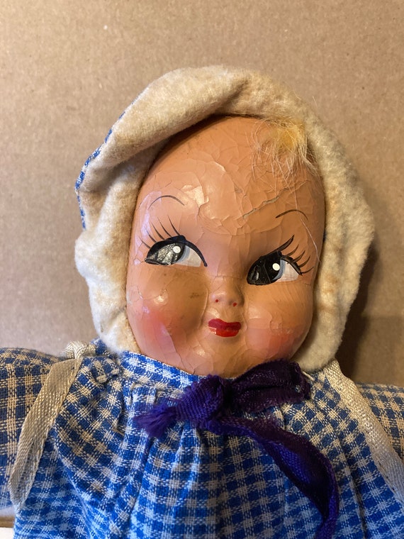 Cartapesta Bambola Antica ANTICA BAMBOLA CARTAPESTA GESSATA COSTUME  TRADIZIONALE ALSAZIA 50cm DOLL '30/'40