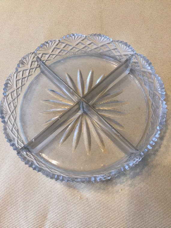 Cut Glass Serving Dish Etsy