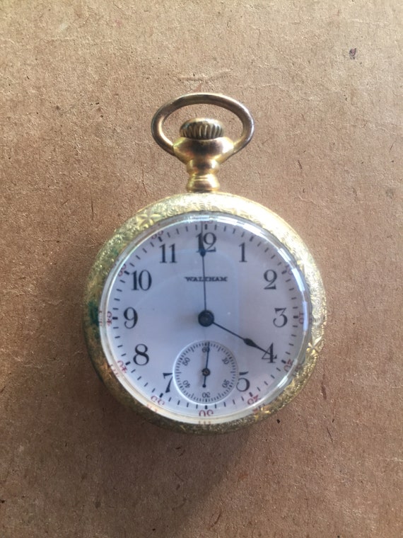 Waltham Ladies Gold Plated Pocket Watch Etsy