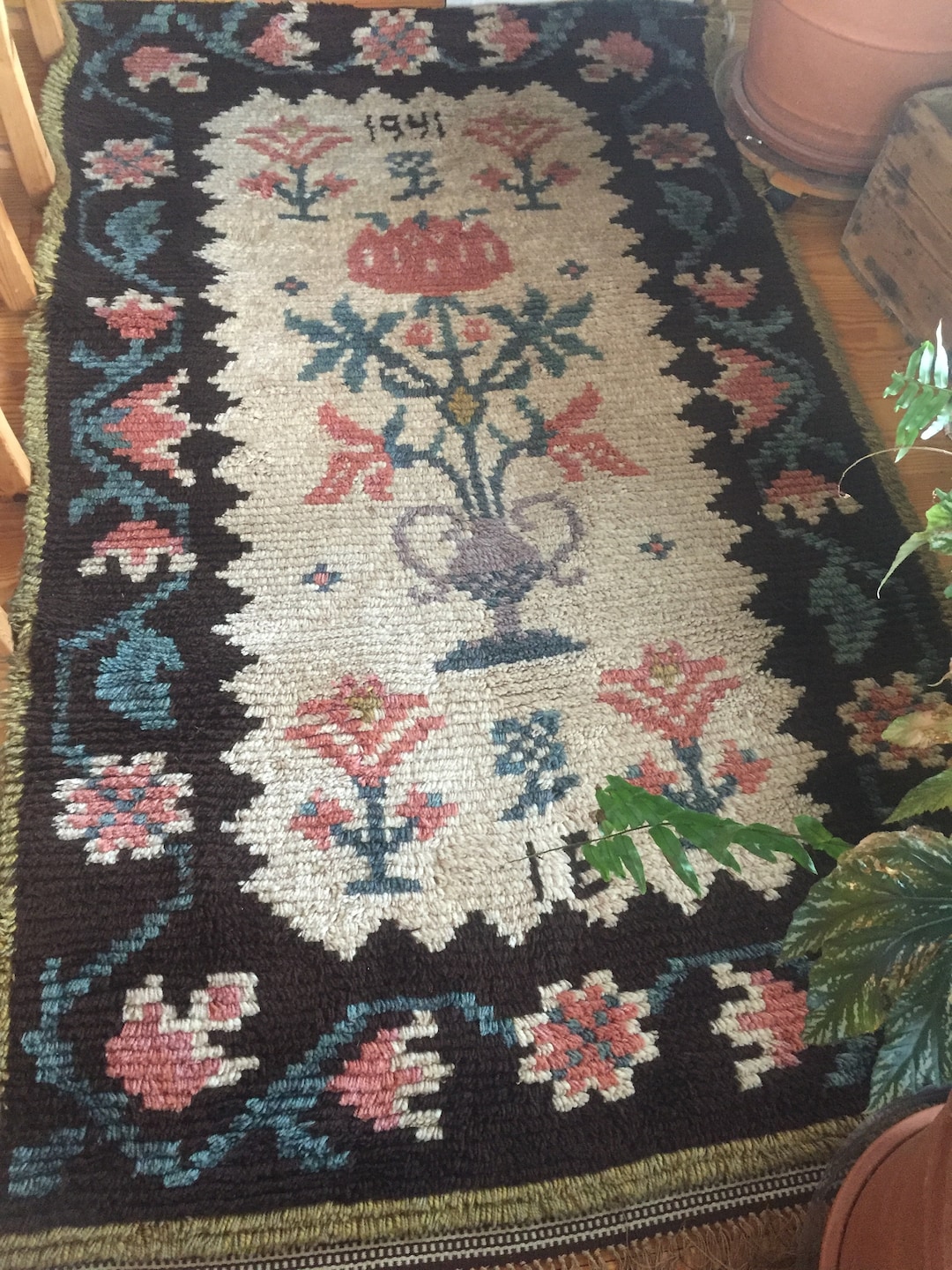 Etsy Rya Rug Kits Antique Hand-knotted Rya Rug - Etsy