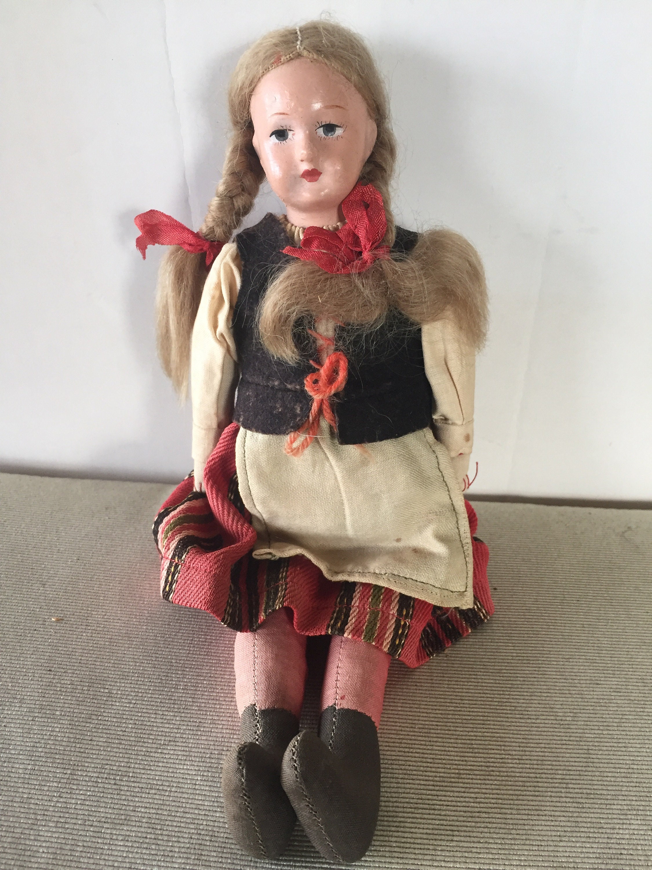 Antique Cloth Doll With Papier-mâché Head - Etsy