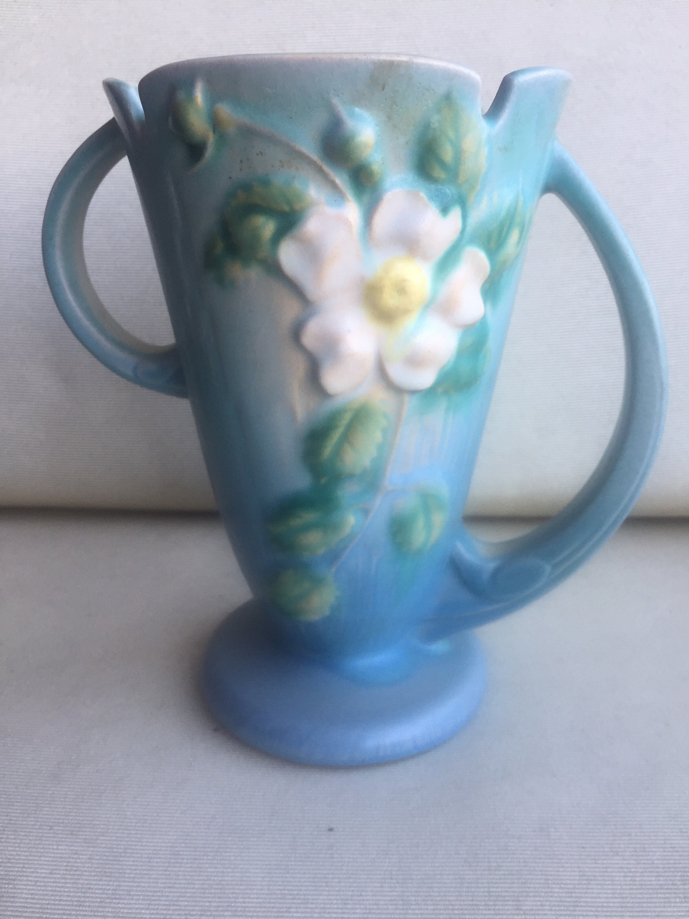 Roseville White Rose Vase Etsy