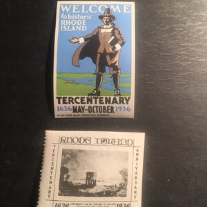 Antique stamps from 1936 commemorating the tercentenary of Rhode Island